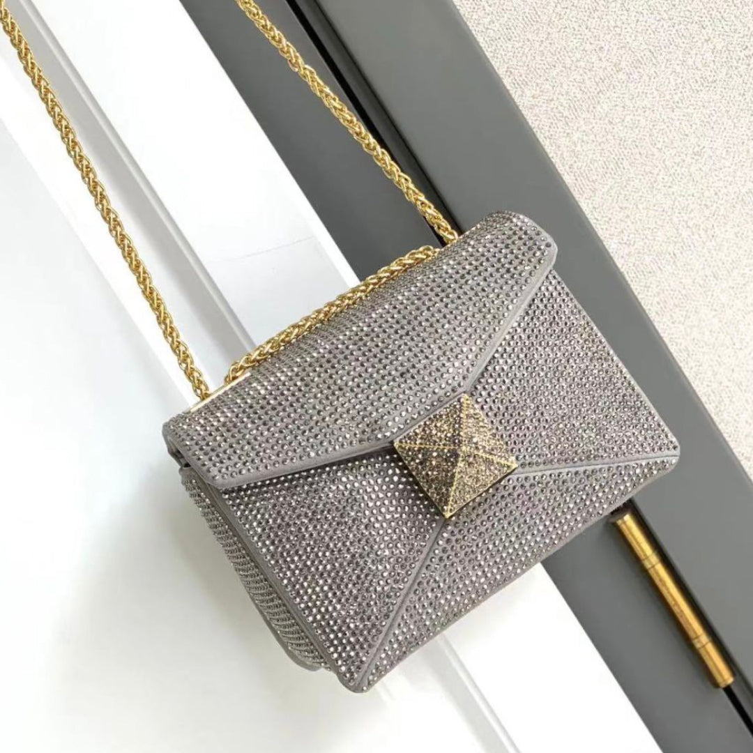 Valentino One Stud Crystal Embellished Leather Bag