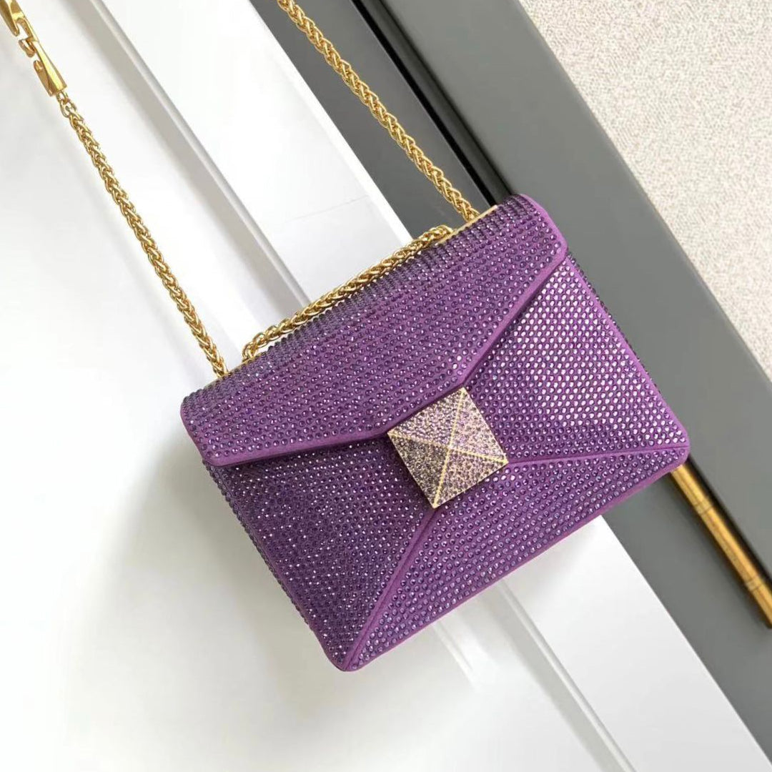 Valentino One Stud Crystal Embellished Leather Bag