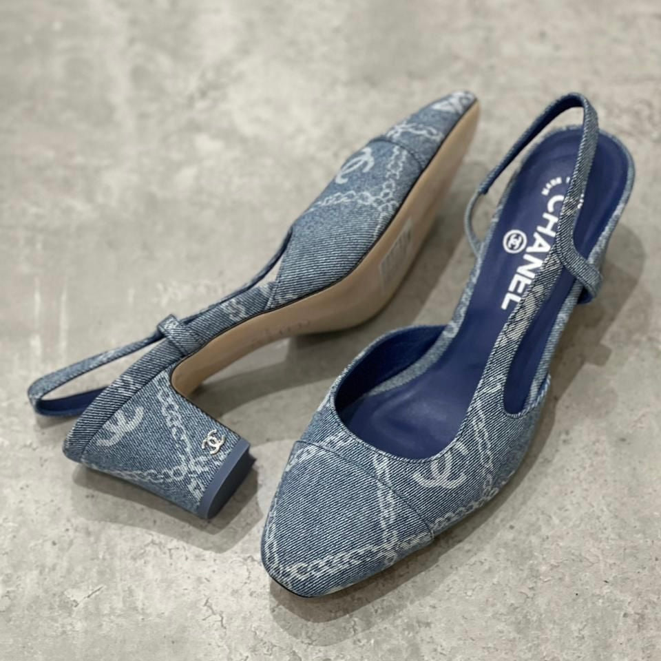 Chanel Denim Slingback Shoes