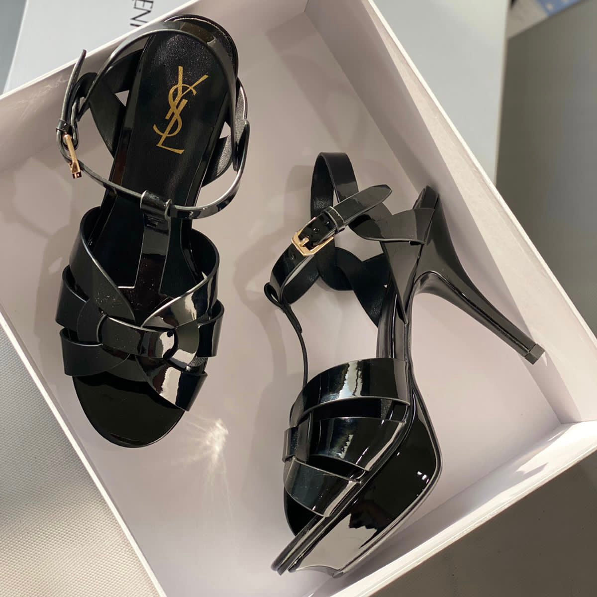 YSL Tribute Platform Shoes in Patent Leather