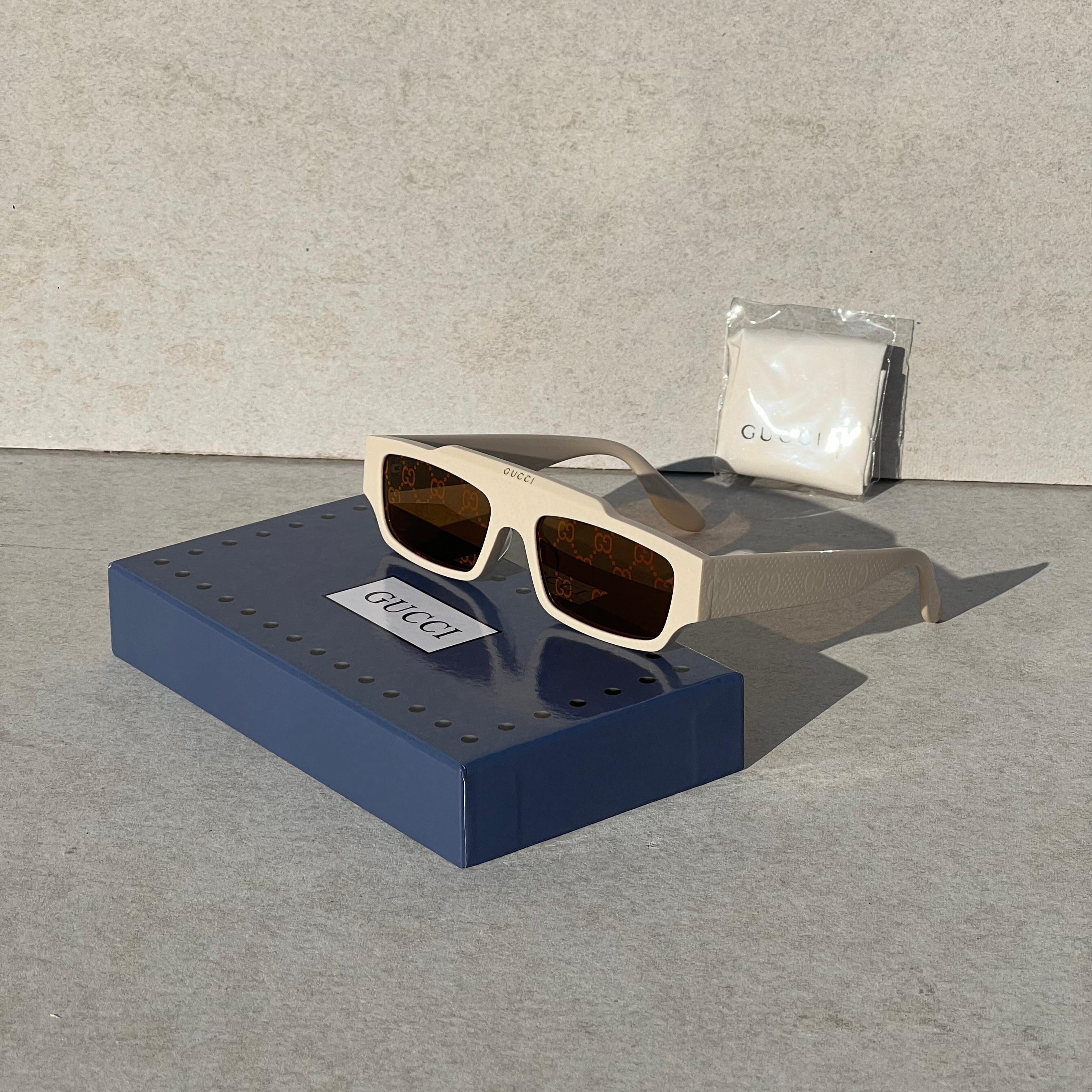 Gucci GG1086S Rectangular Ivory Sunglasses