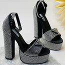 Prada Satin Crystal Platform Shoes