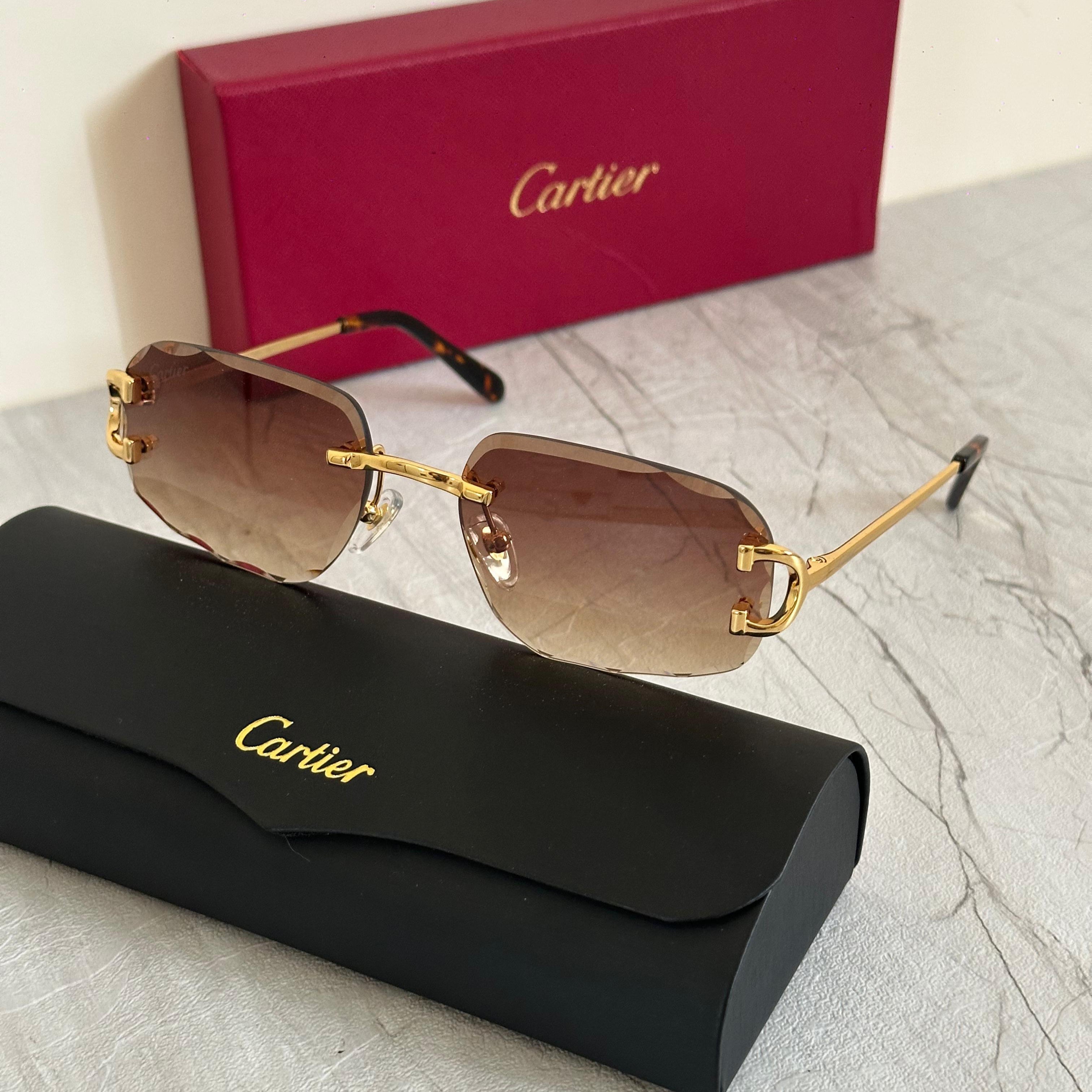 Cartier CT0030S Santos de Cartier Rimless Sunglasses