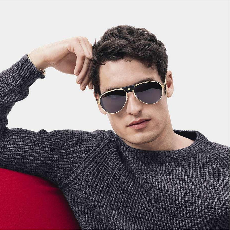 Cartier Vendôme Pilot Sunglasses – Leather Top Bar Edition