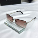 Chanel Rimless Rectangular Gradient Sunglasses with CC Logo