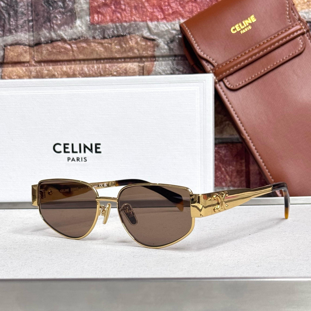 Celine Triomphe Metal Cat-Eye Sunglasses