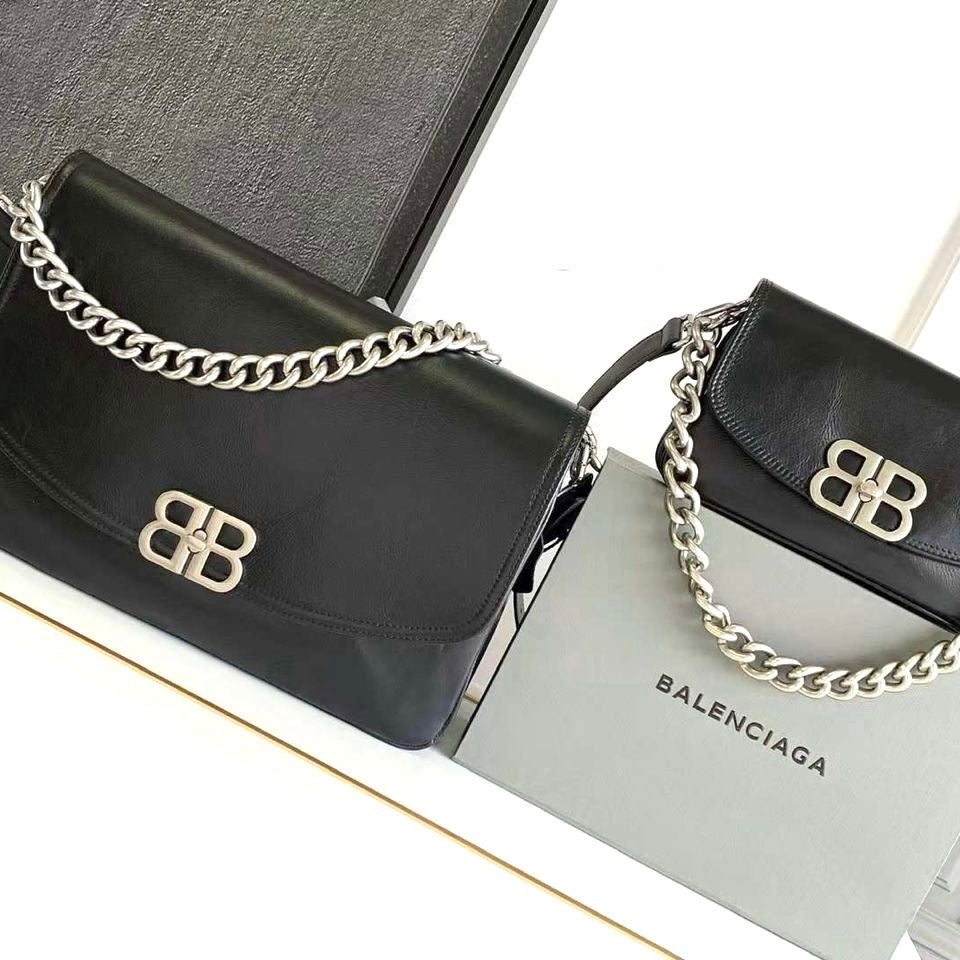 Balenciaga large BB Soft Flap Leather Shoulder Bag