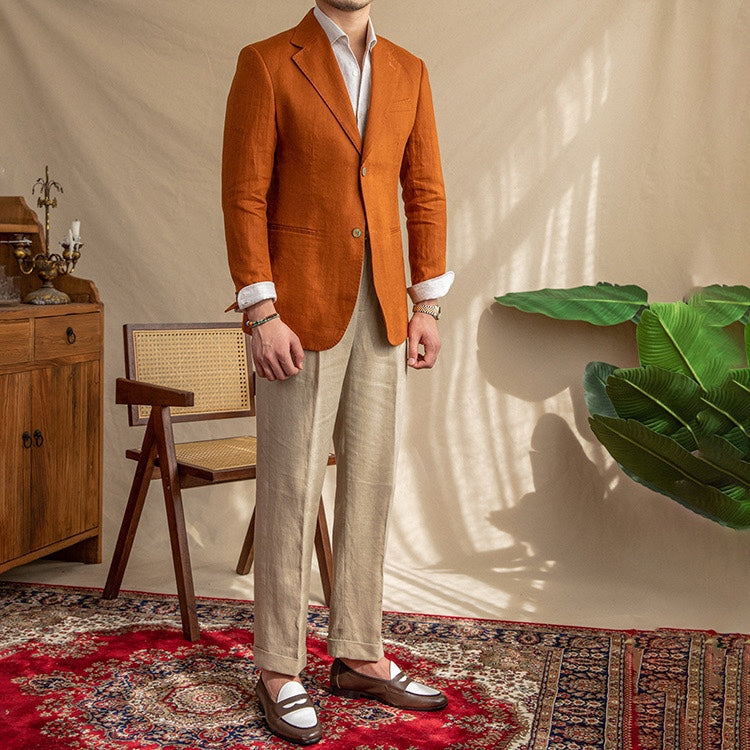 Havana Linen Blazer (Orange) – Harold