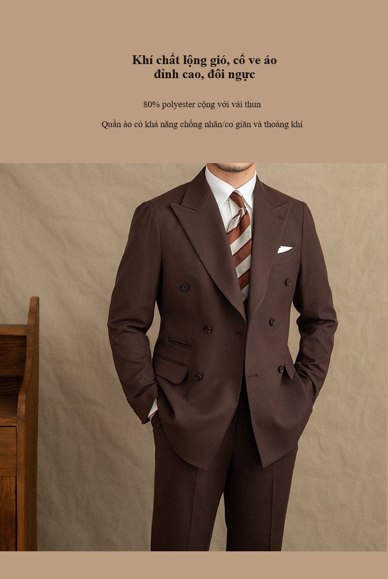 Dark Brown Garbadine Suit (Includes: Jacket + Trousers)