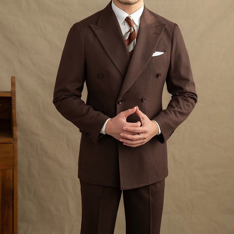 Dark Brown Garbadine Suit (Includes: Jacket + Trousers)