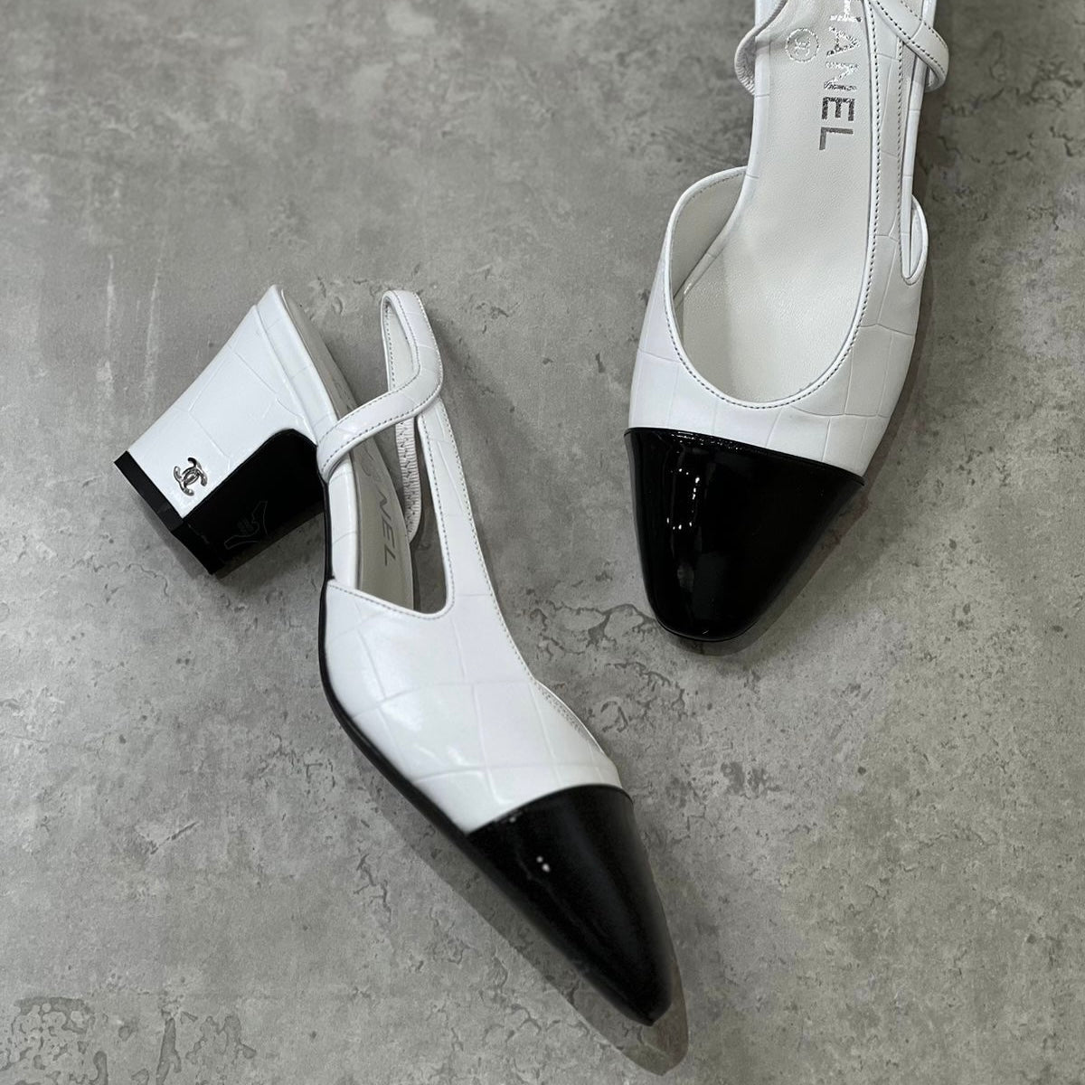 Chanel Two-Tone Slingback Shoes - Image 4