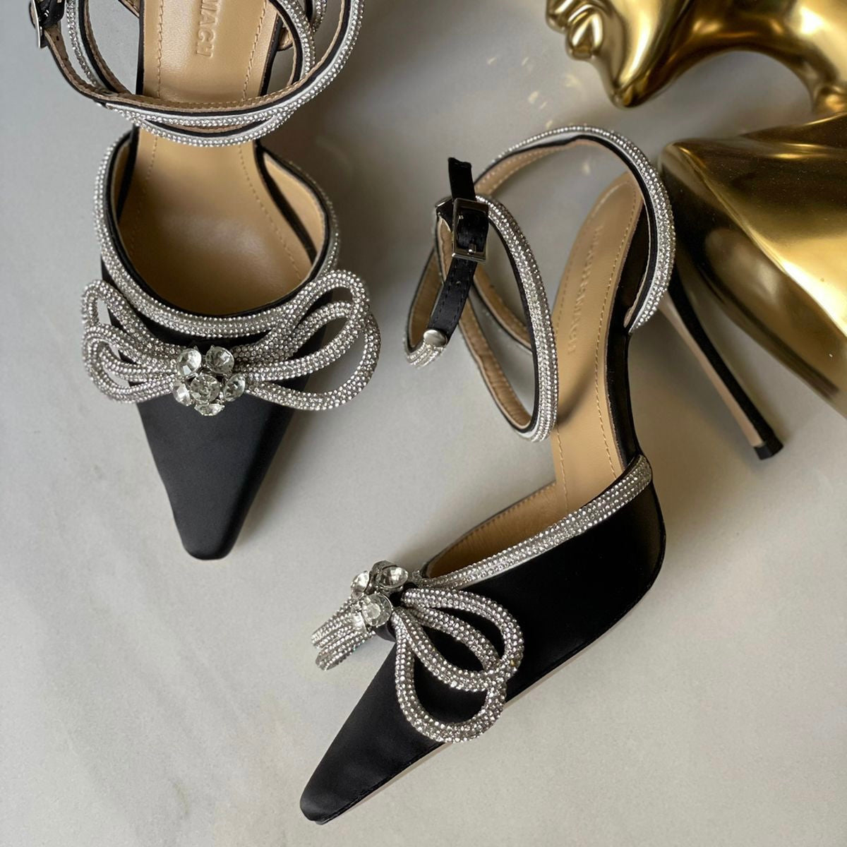 Mach & Mach Double Bow Satin Shoes - Image 4