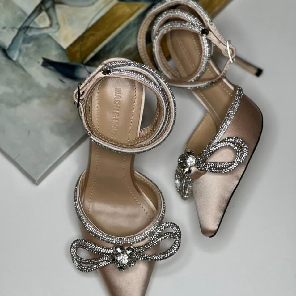 Mach & Mach Double Bow Satin Shoes - Image 5