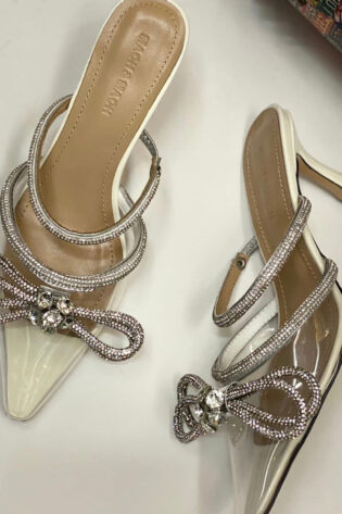 Mach & Mach Double Bow Crystal Slingback Shoes
