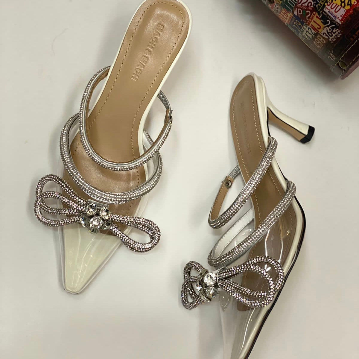 Mach & Mach Double Bow Crystal Slingback Shoes - Image 2