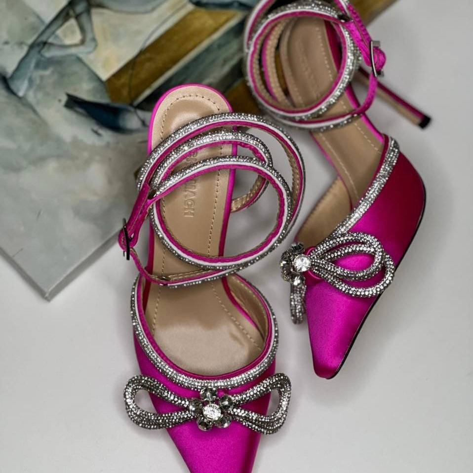 Mach & Mach Double Bow Satin Shoes - Image 9