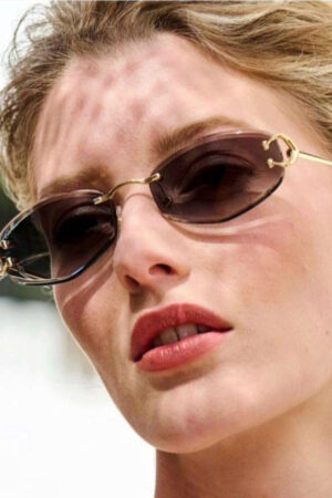 Cartier “C Décor” Blue Rimless Sunglasses