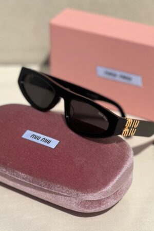 Miu Miu Rectangle Logo Temple Sunglasses