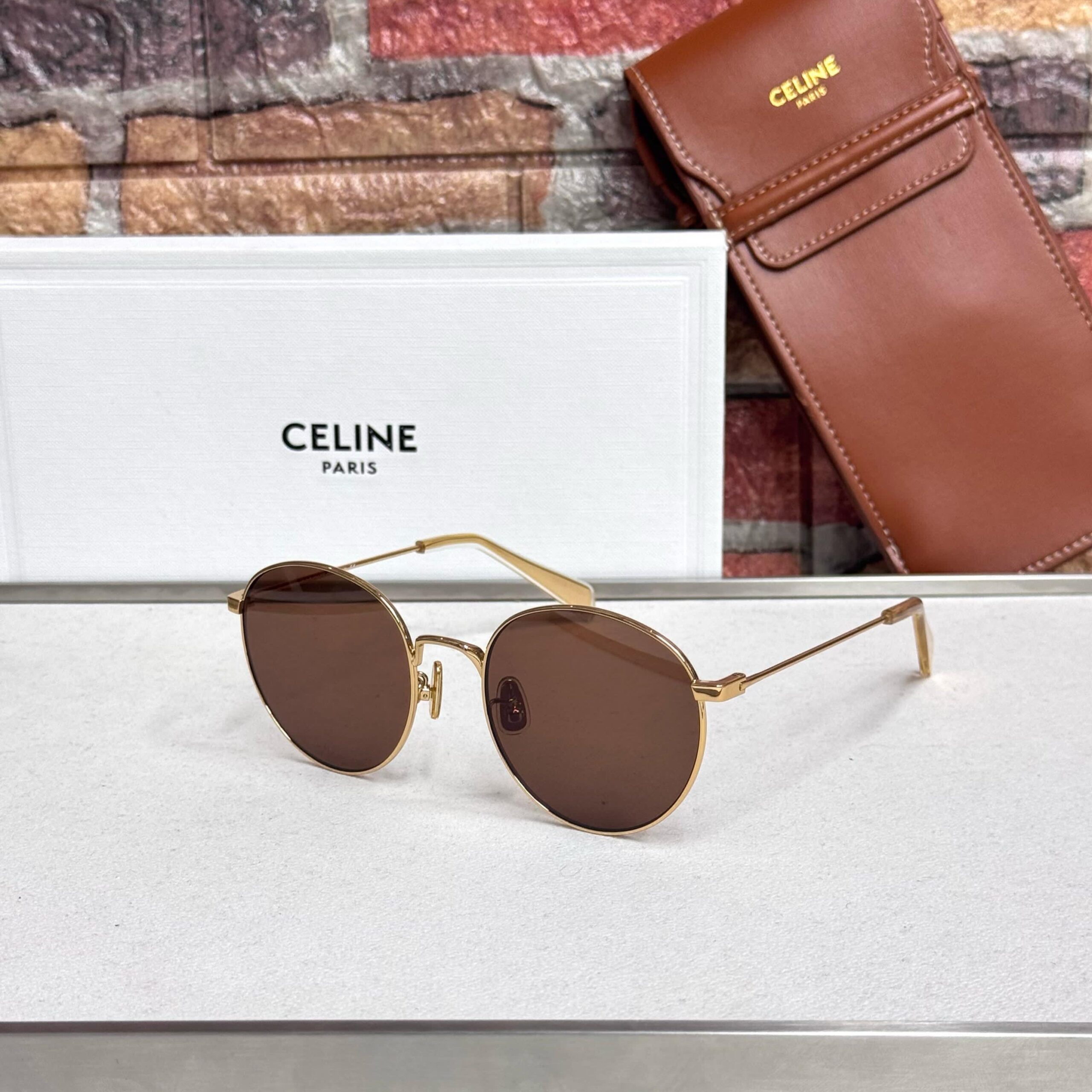 Celine Round Slim Metal Sunglasses - Image 5