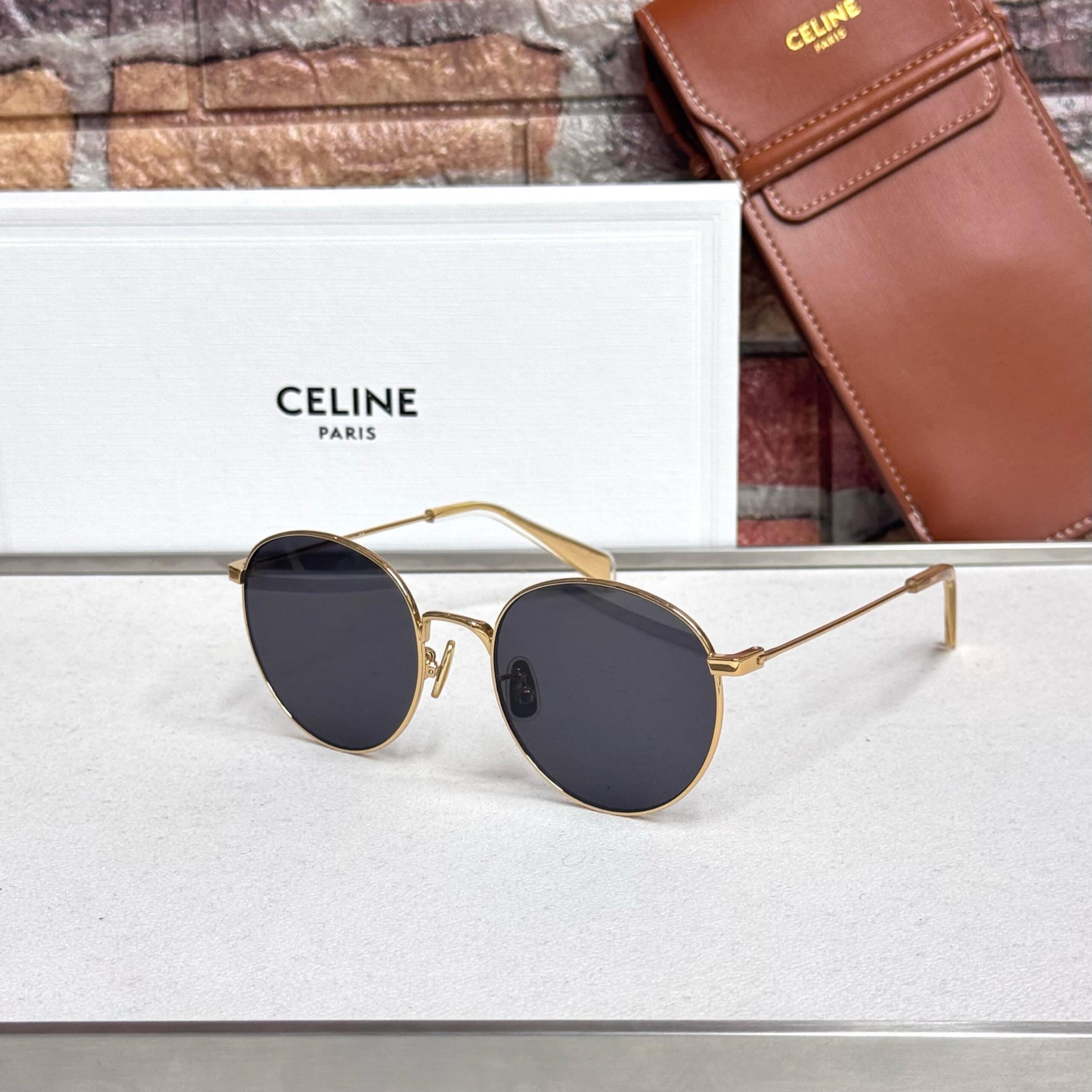 Celine Round Slim Metal Sunglasses - Image 4