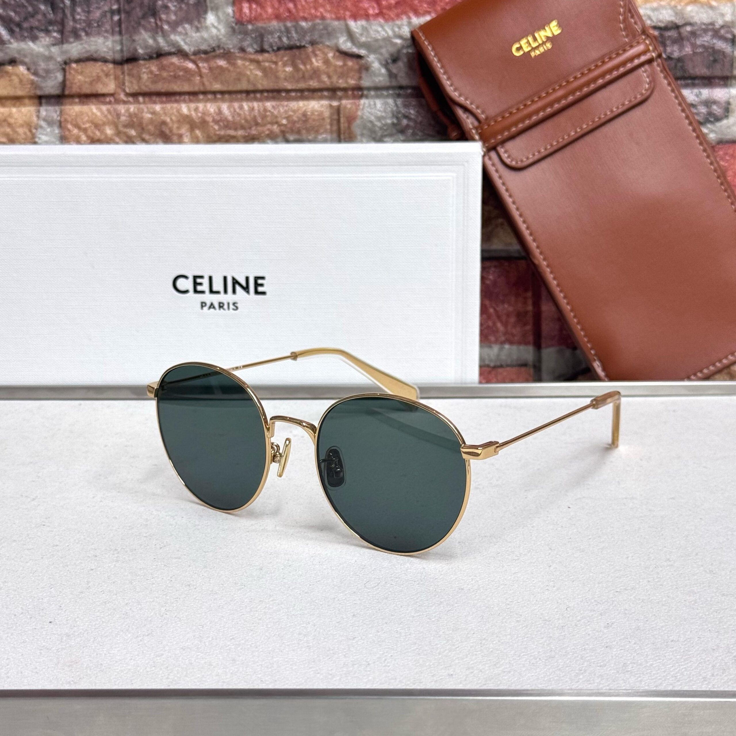 Celine Round Slim Metal Sunglasses - Image 2