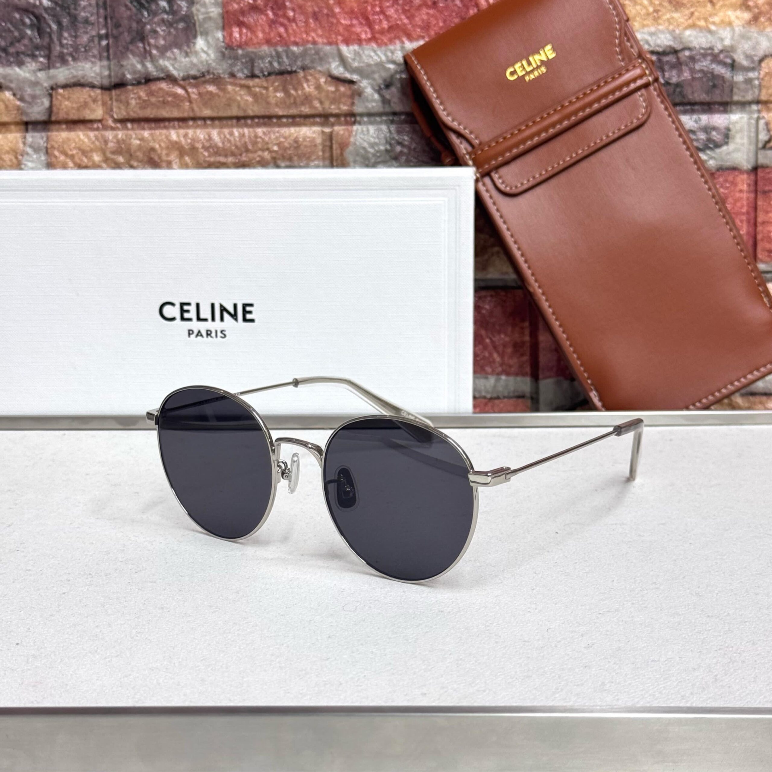 Celine Round Slim Metal Sunglasses - Image 3
