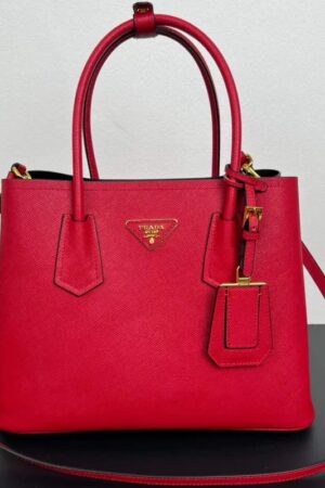 Prada Black Saffiano Cuir Leather Small Double Handle Tote Bag